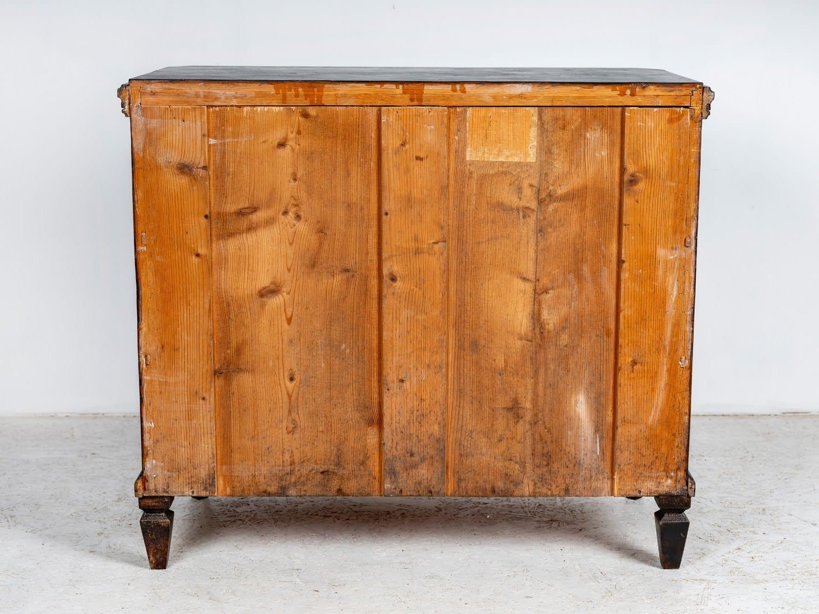 Swedish Gustavian Painted Chest of Drawers Commode Tallboy Black C 1850 In Good Condition For Sale In Lewes, England