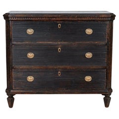 Swedish Gustavian Painted Chest of Drawers Commode Tallboy Black C 1850