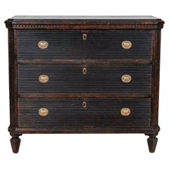 Swedish Gustavian Painted Chest of Drawers Commode Tallboy Black C 1850