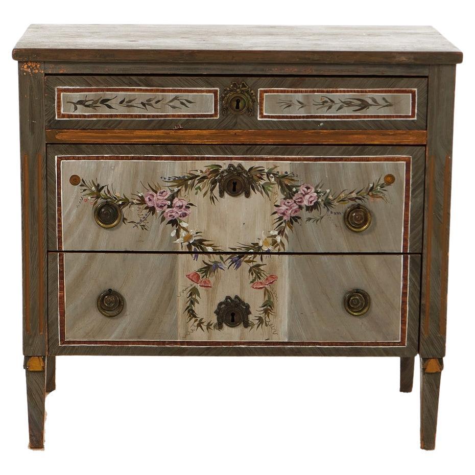 Swedish Gustavian Painted Chest of Drawers Commode wreath motif C.1880 