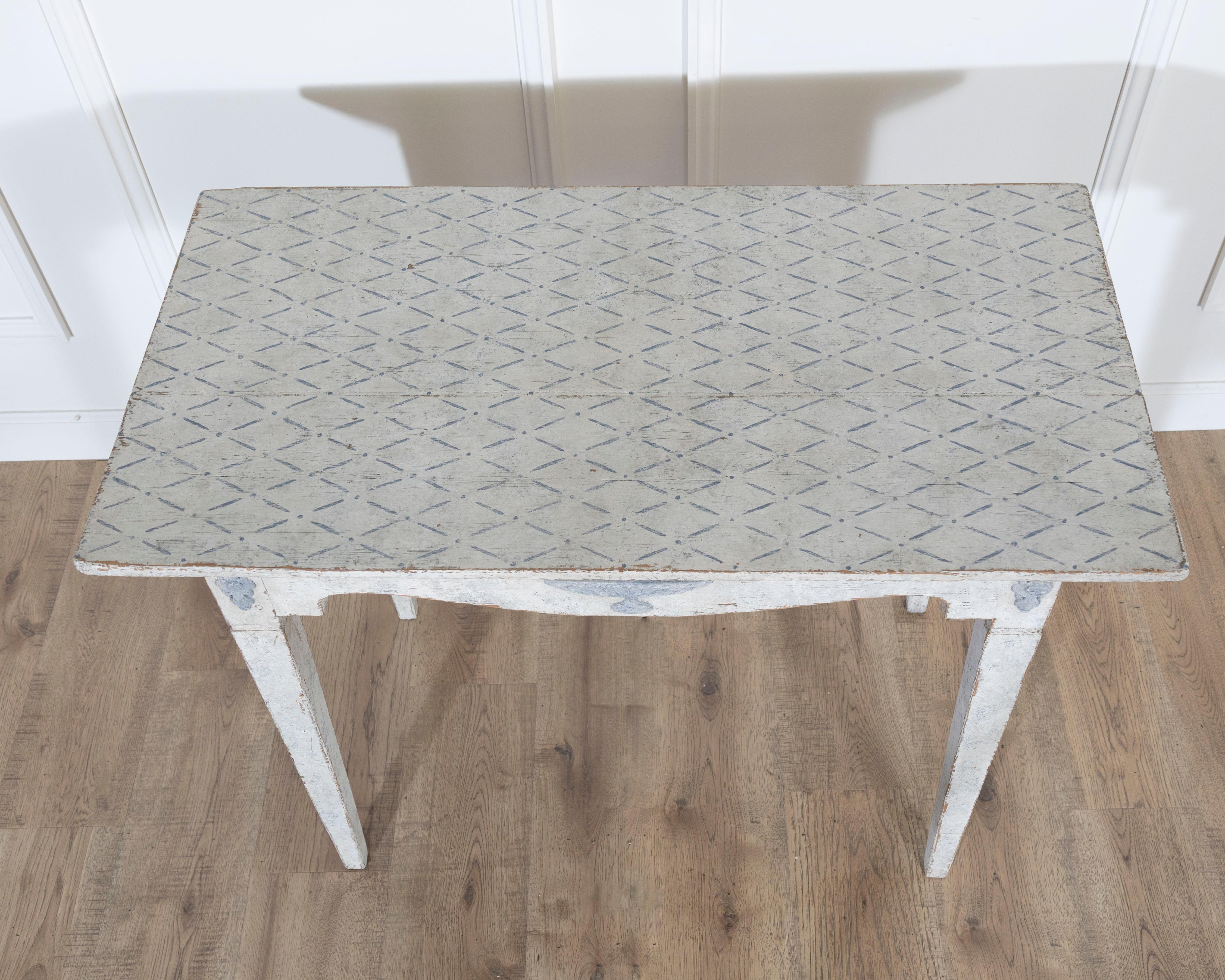 19th Century Swedish Gustavian Painted Console Table with Decorative Details, Circa 1840 For Sale