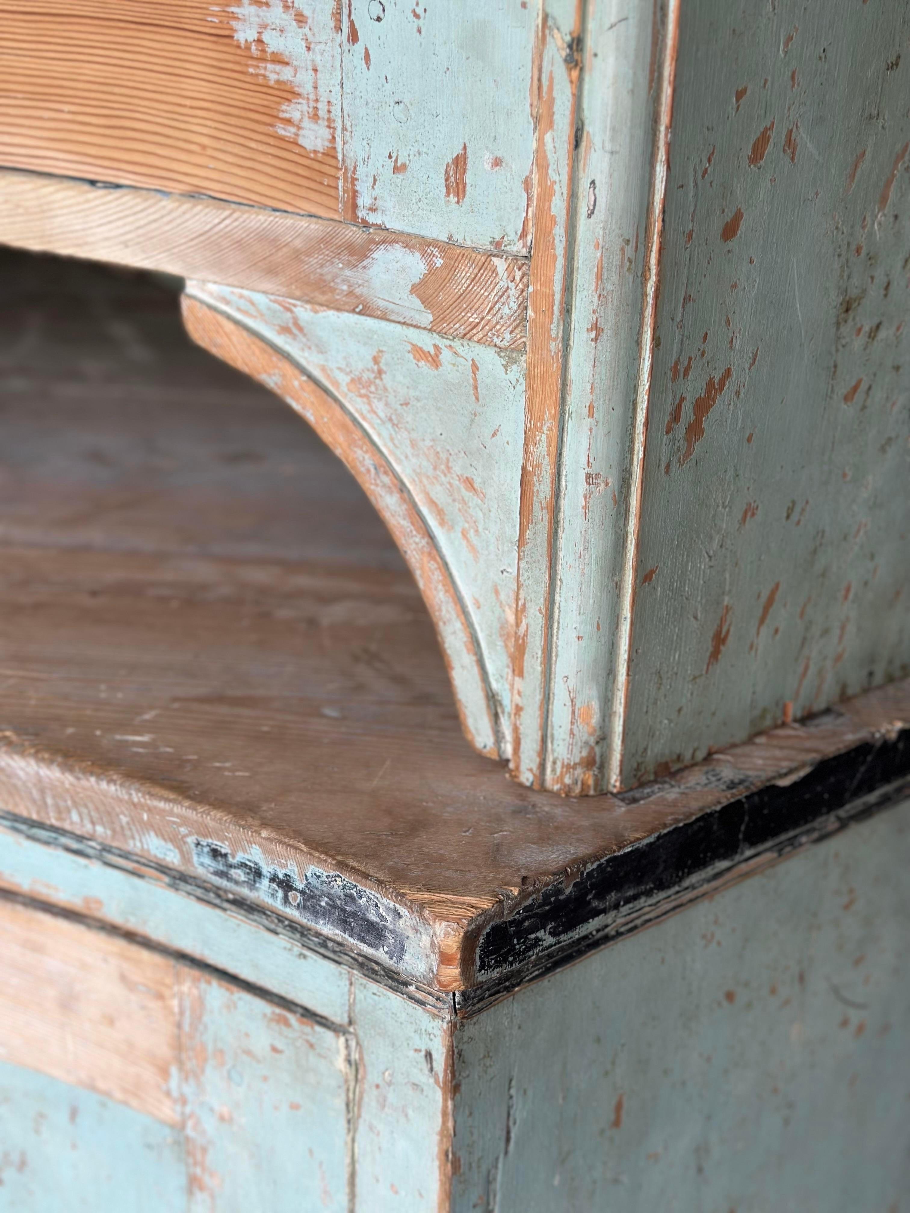Wood Swedish Gustavian Painted Corner Cabinet For Sale