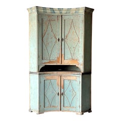 Swedish Gustavian Painted Corner Cabinet