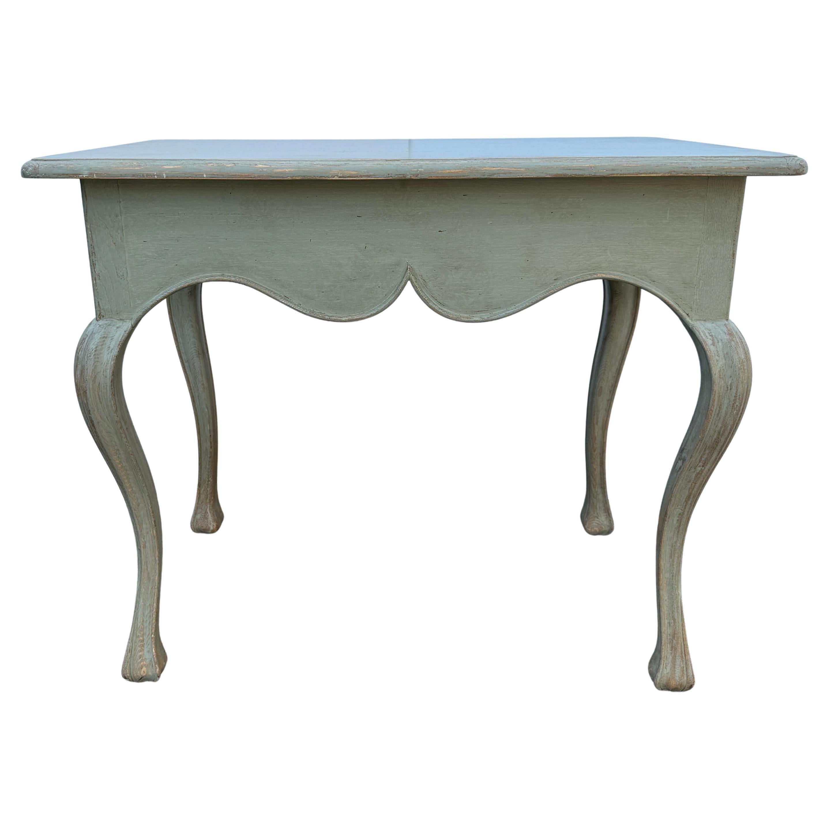 Hand-Carved Swedish Gustavian Painted Hall Console End Occasional Table For Sale