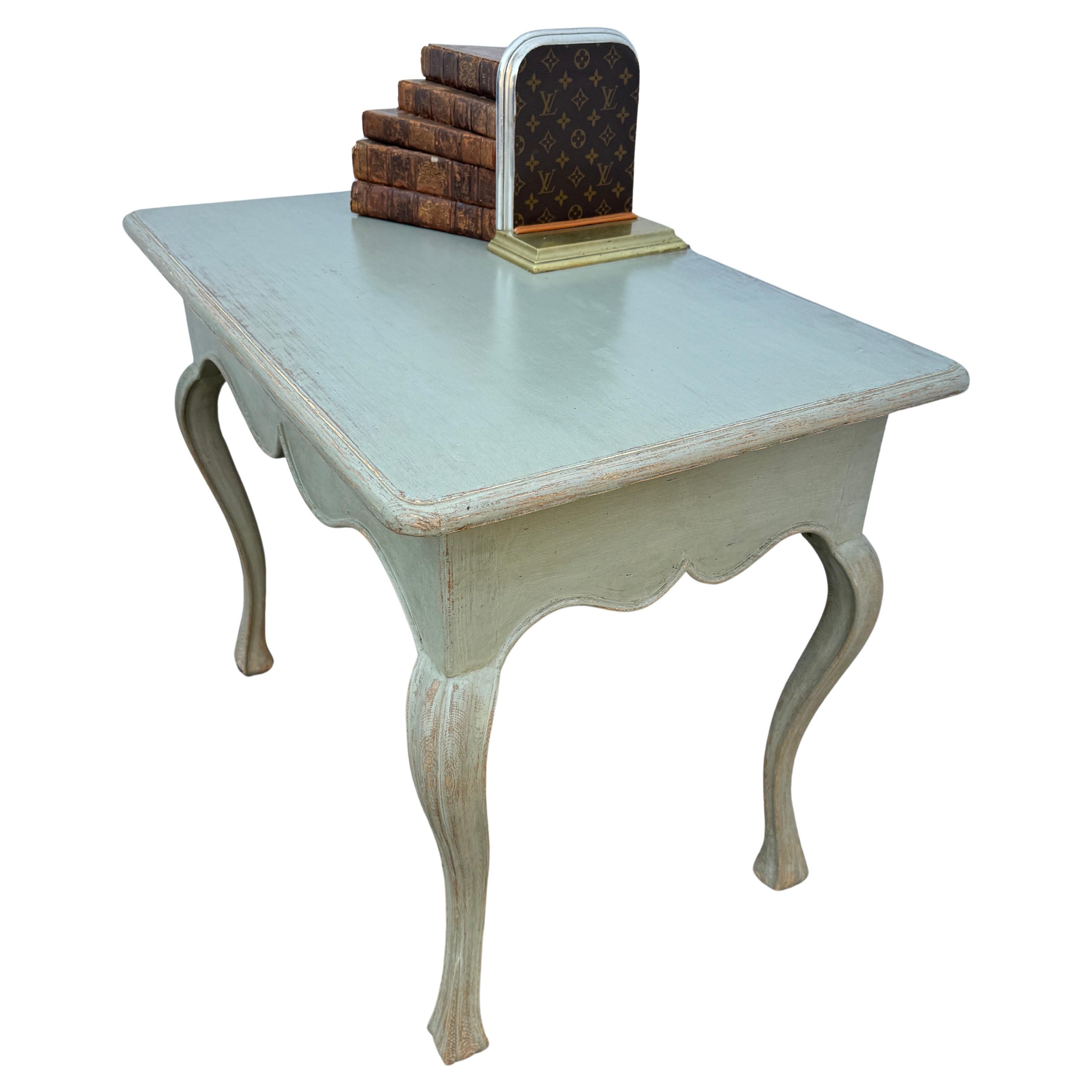 Wood Swedish Gustavian Painted Hall Console End Occasional Table For Sale