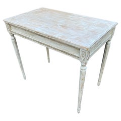 Swedish Gustavian Painted Hall Console Table with Carving