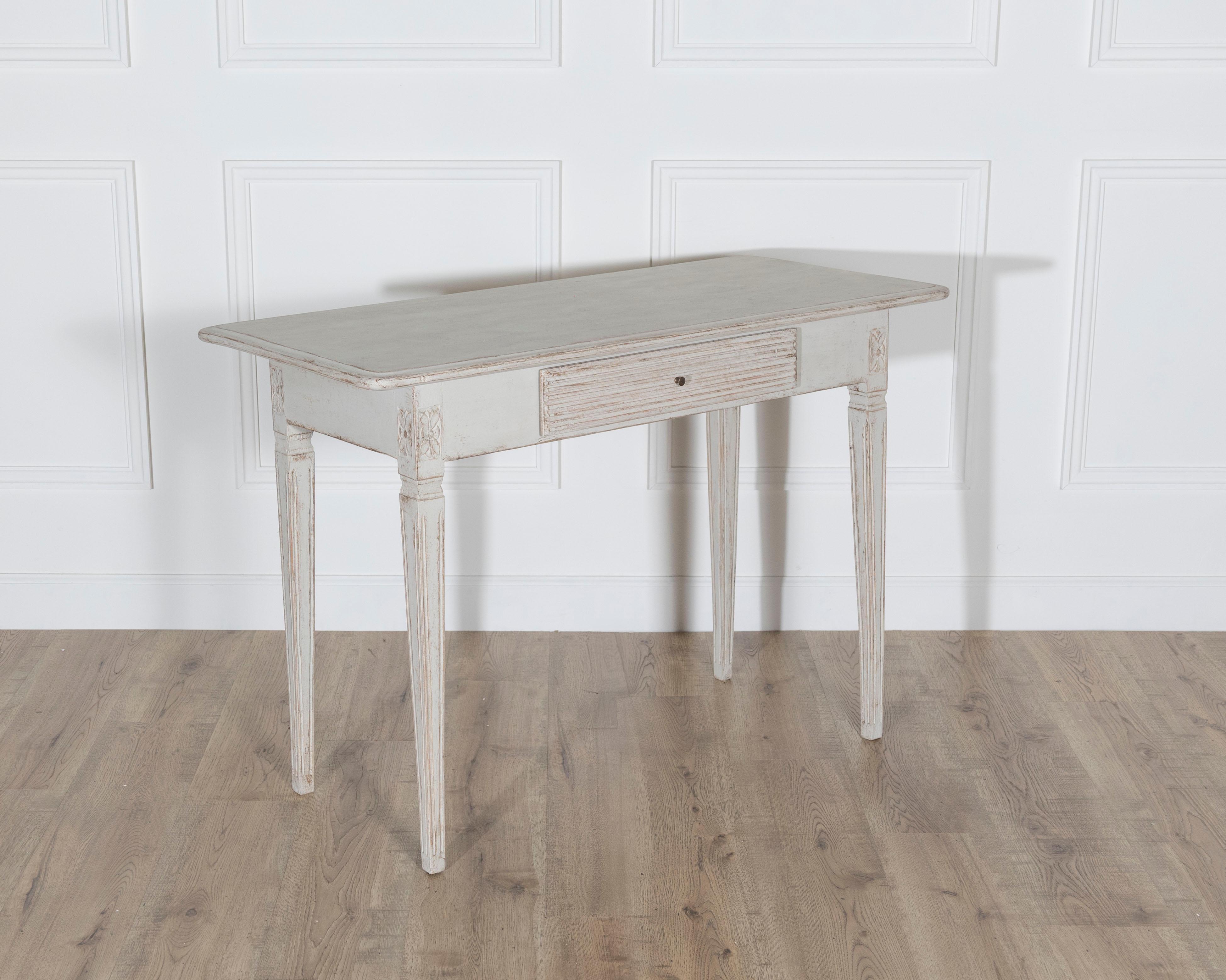 Wood Swedish Gustavian Painted Side Table, 19th Century For Sale