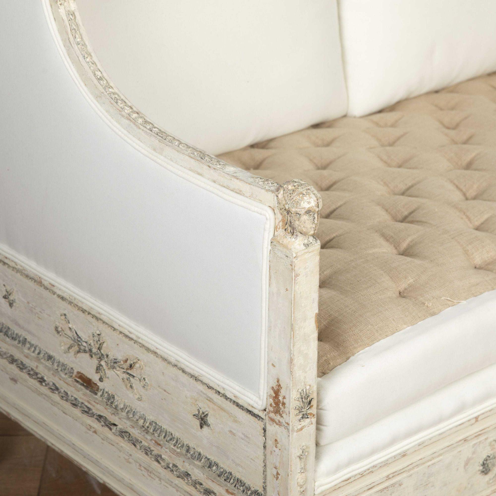 Wood Swedish Gustavian Painted Sofa