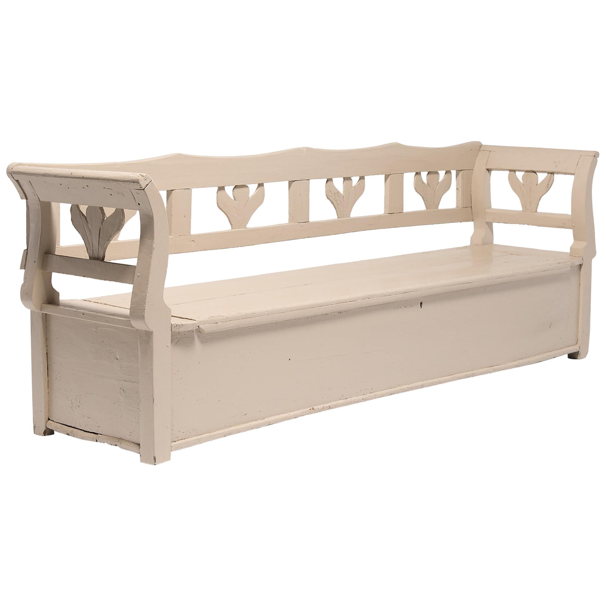 Swedish Gustavian Painted Storage Bench, circa 1900