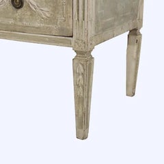 Swedish Gustavian Painted Two-Drawer Chest With Carved Laurel Swags