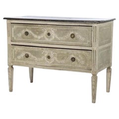 Swedish Gustavian Painted Two-Drawer Chest With Carved Laurel Swags
