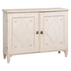 Swedish Gustavian Period 1780s Painted Sideboard with Carved Diamond Motifs LiL