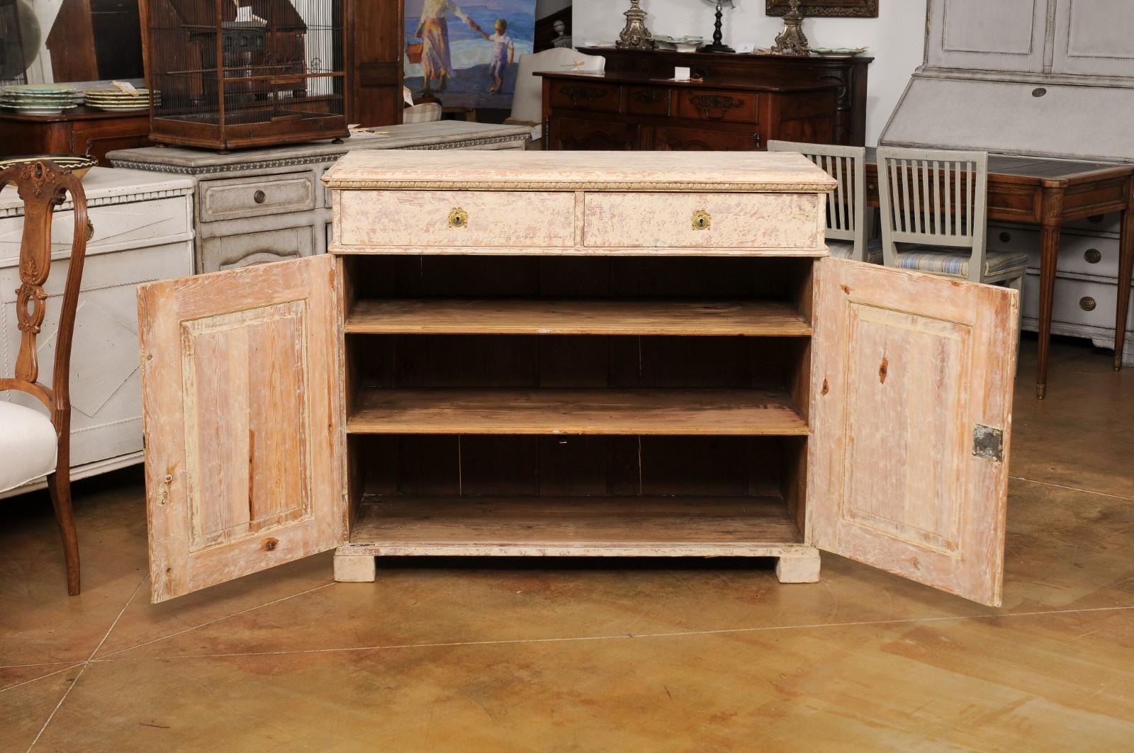 Swedish Gustavian Period 1780s Sideboard with Original Paint & Carved Panels LiL For Sale 10
