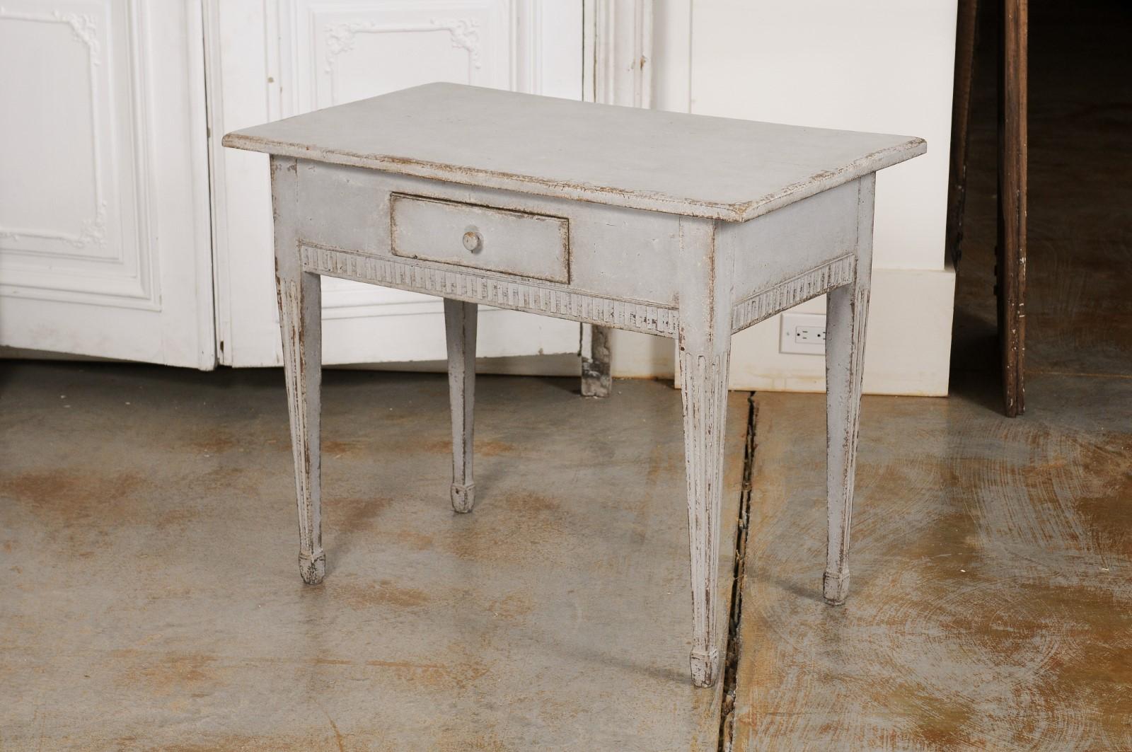 Swedish Gustavian Period 1790s Freestanding Painted Console Table with Drawer 6