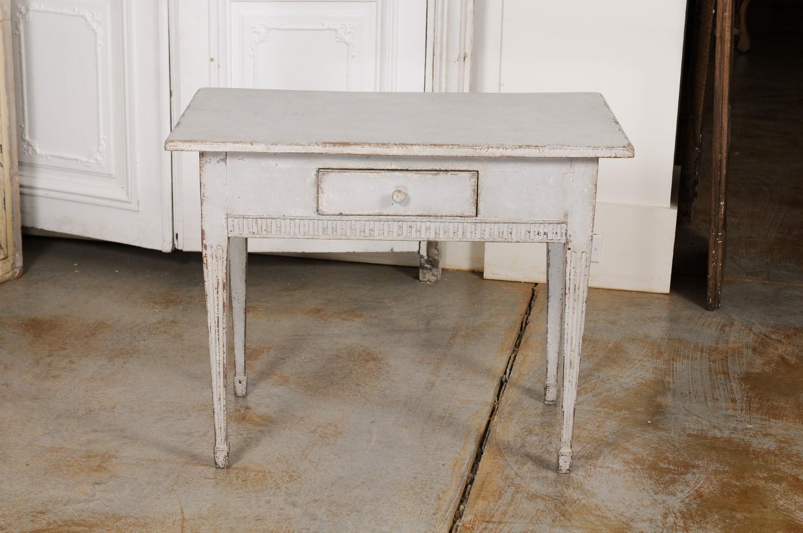 Swedish Gustavian Period 1790s Freestanding Painted Console Table with Drawer 7