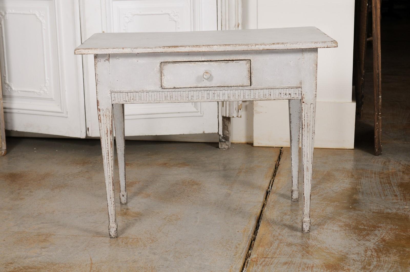 Swedish Gustavian Period 1790s Freestanding Painted Console Table with Drawer 8
