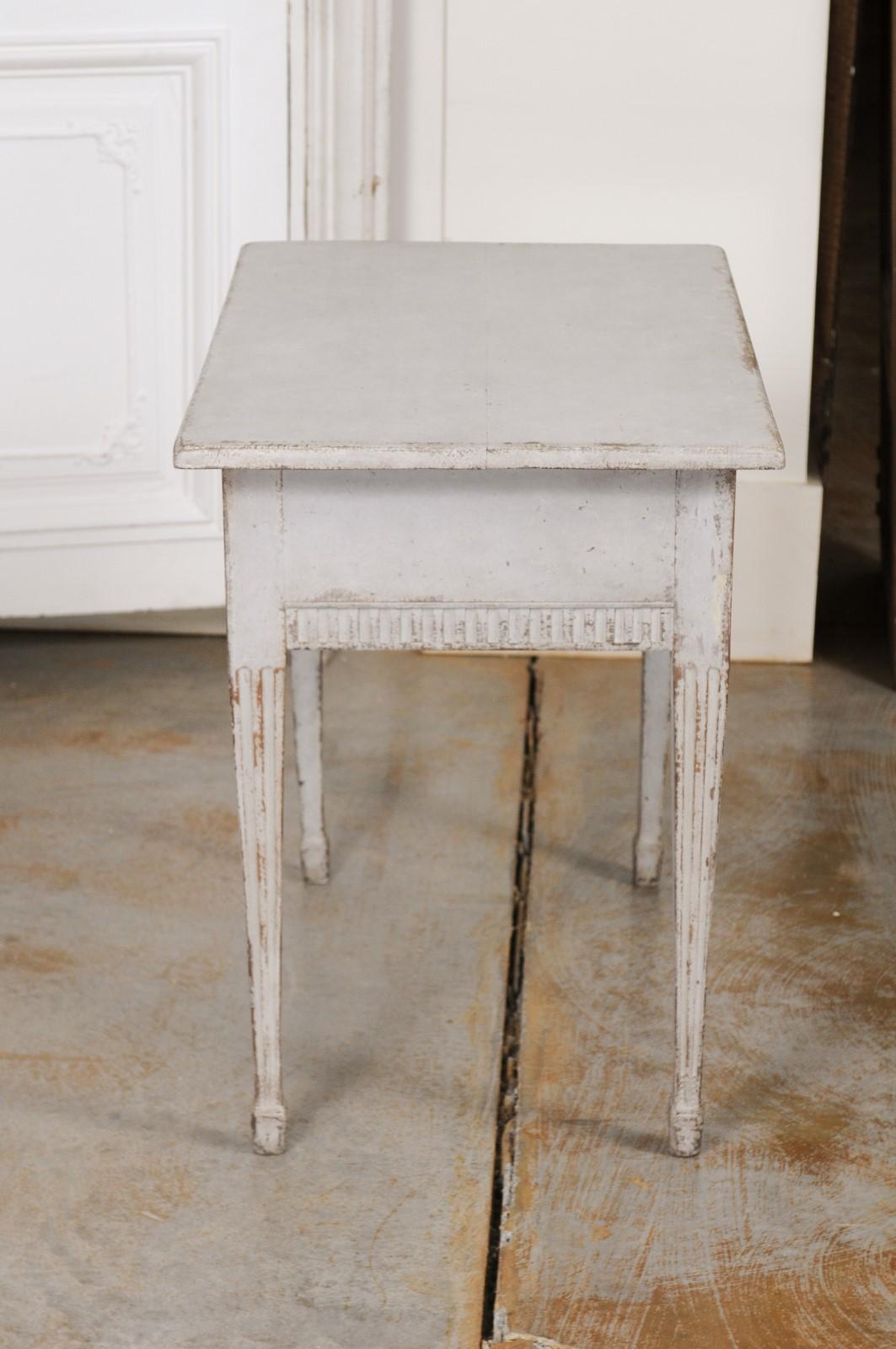 Swedish Gustavian Period 1790s Freestanding Painted Console Table with Drawer 1
