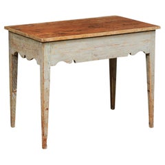 Swedish Gustavian Period 1810s Country Pine Table with Carved Apron