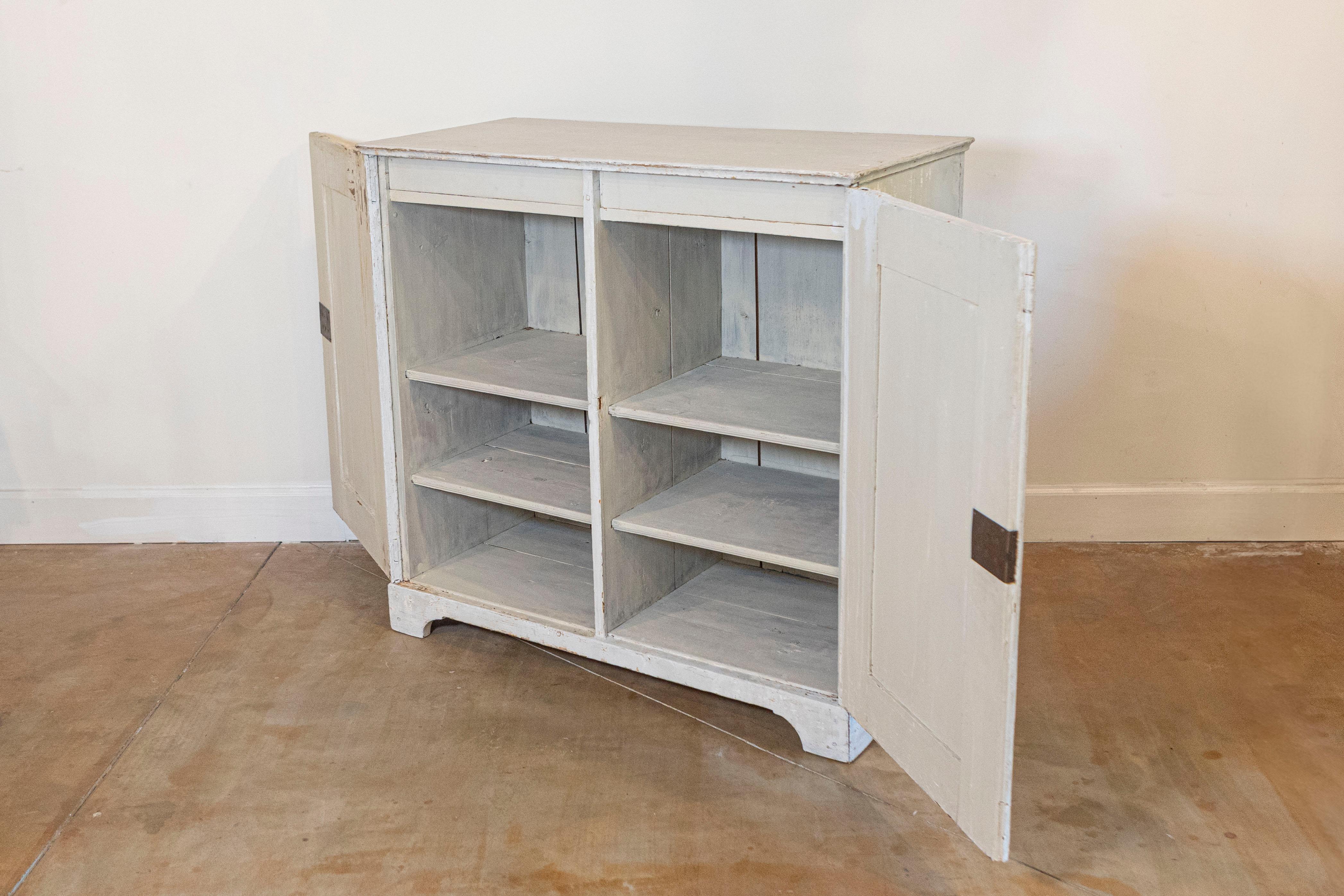 19th Century Swedish Gustavian Period 1810s Dove Gray Painted Sideboard with Diamond Motifs For Sale