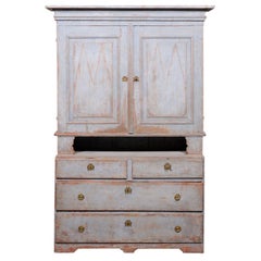 Swedish Gustavian Period 18th Century Painted Cabinet with Doors and Drawers