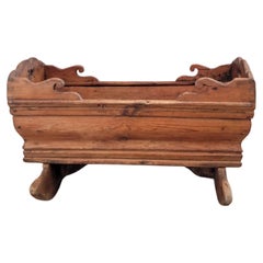 Antique Swedish Gustavian Period Rustic Country Farmhouse Pine Cradle Bin