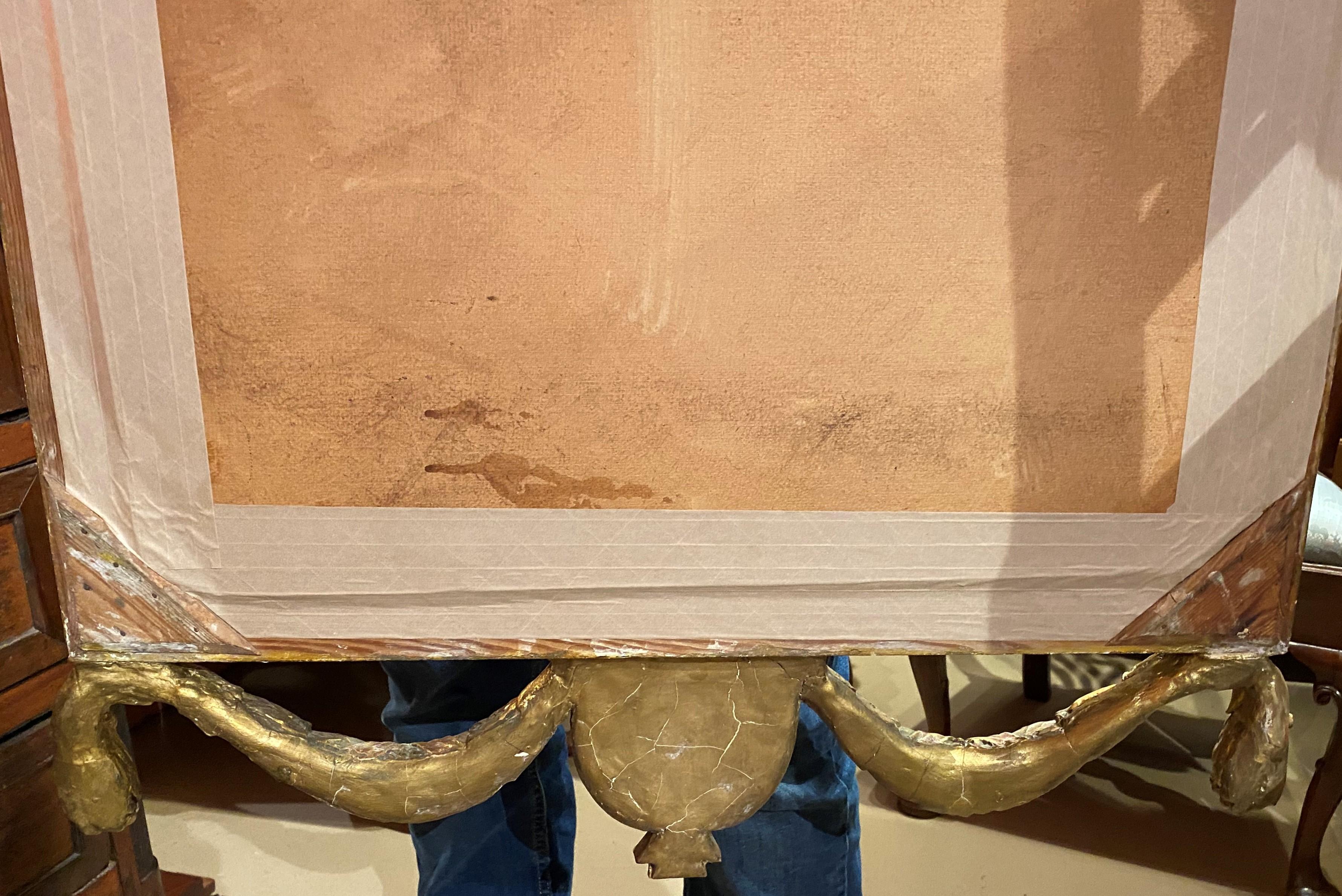 Schwedischer vergoldeter Pfeilerspiegel aus der Gustavianischen Periode mit Schleifen- und Blattwerkdekor im Angebot 7