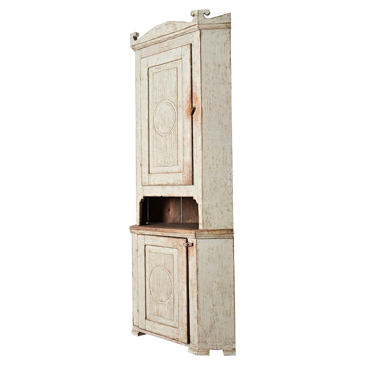 Swedish Gustavian Period Painted Corner Cabinet