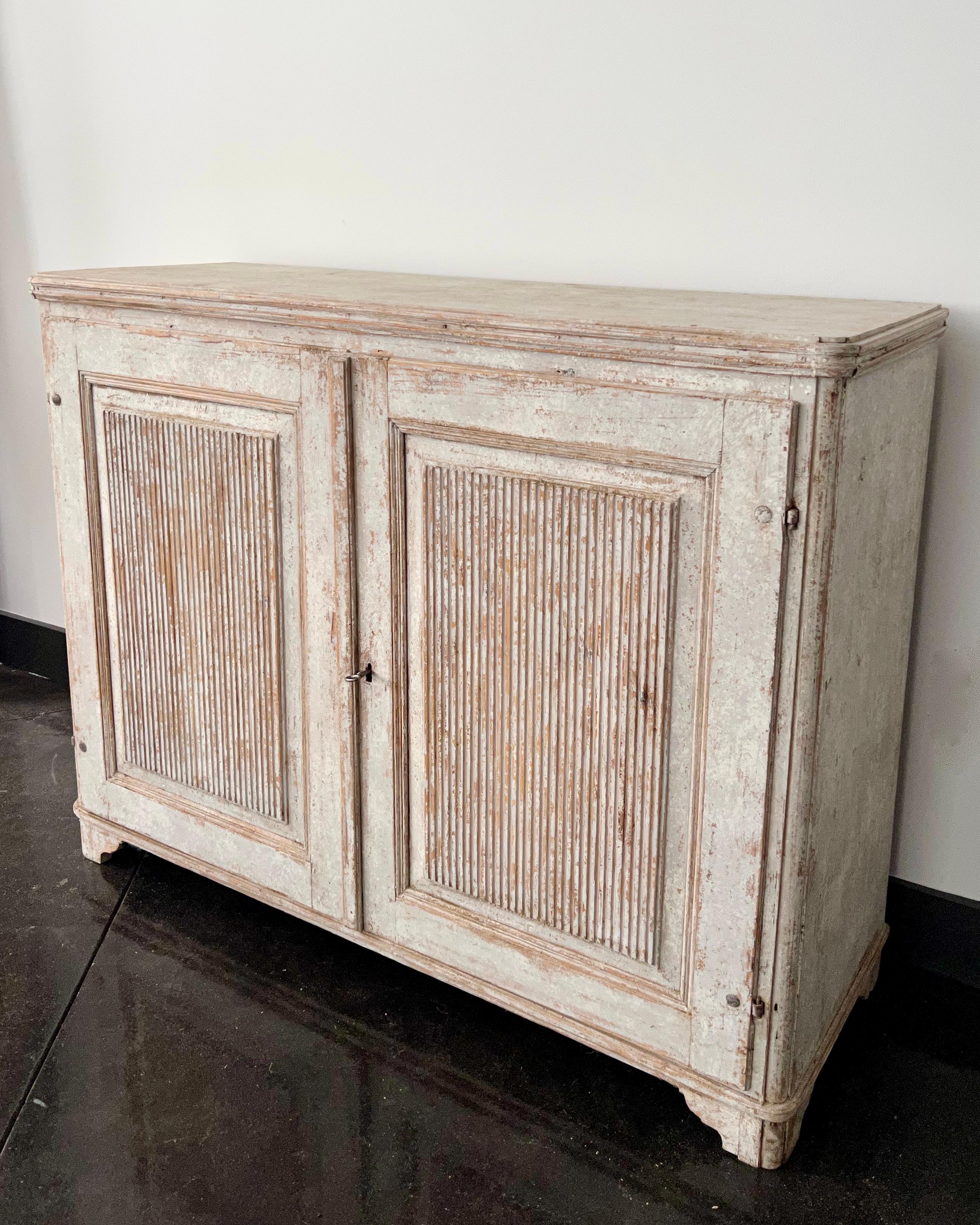 Hand-Carved Swedish Gustavian Period Painted Sideboard