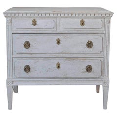 Swedish Gustavian Period Painted Three-Drawer Chest with Dentil Molding