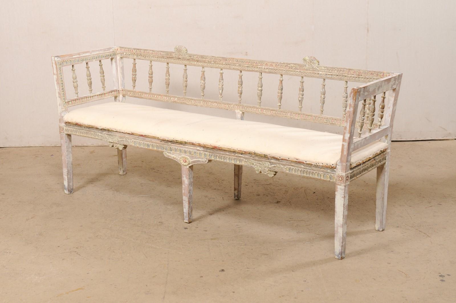 Swedish Gustavian Period Spindle-Back Lindome Sofa Bench, Early 19th C 5