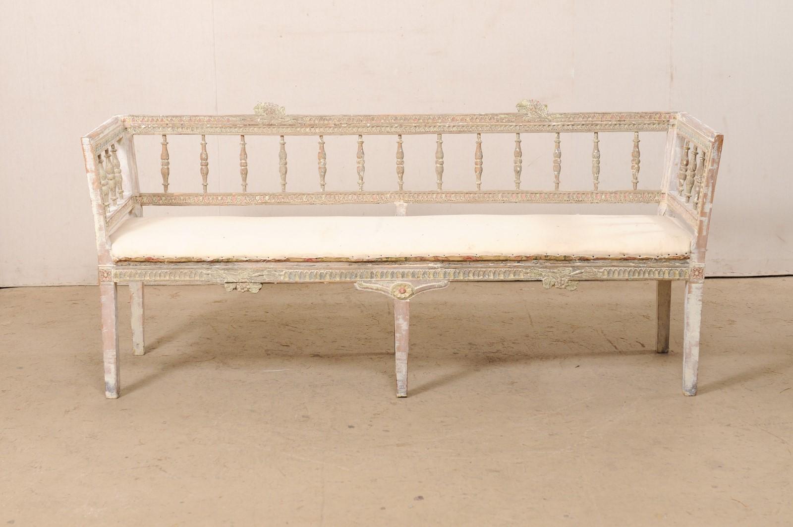 Swedish Gustavian Period Spindle-Back Lindome Sofa Bench, Early 19th C 6