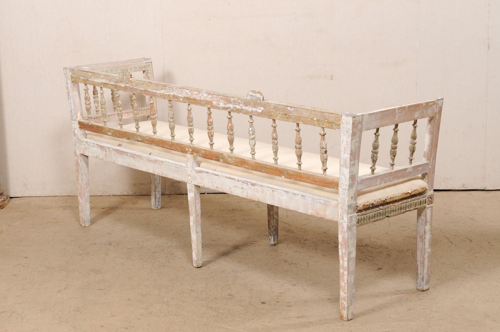 Swedish Gustavian Period Spindle-Back Lindome Sofa Bench, Early 19th C 1
