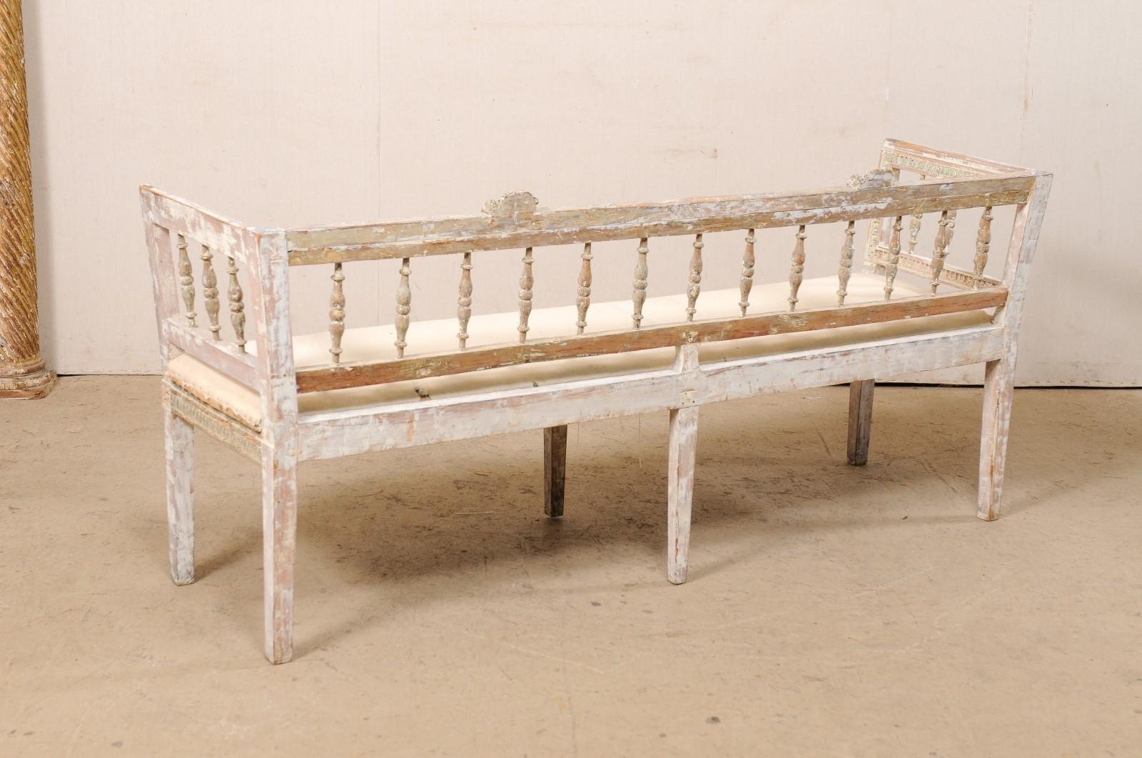 Swedish Gustavian Period Spindle-Back Lindome Sofa Bench, Early 19th C 3