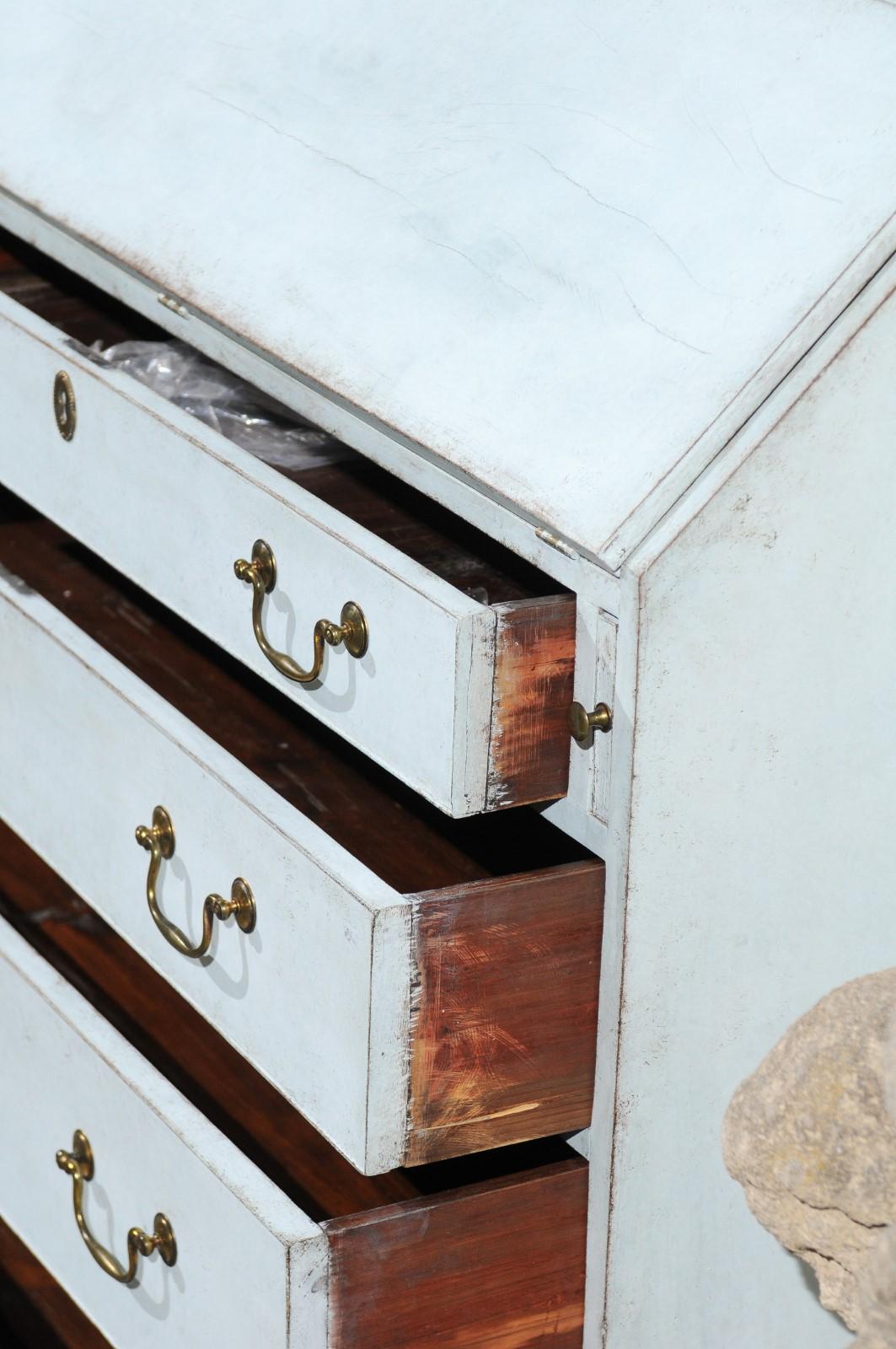 18th Century Swedish Gustavian Period Two-Part Painted Secretary with Glass Doors, circa 1790