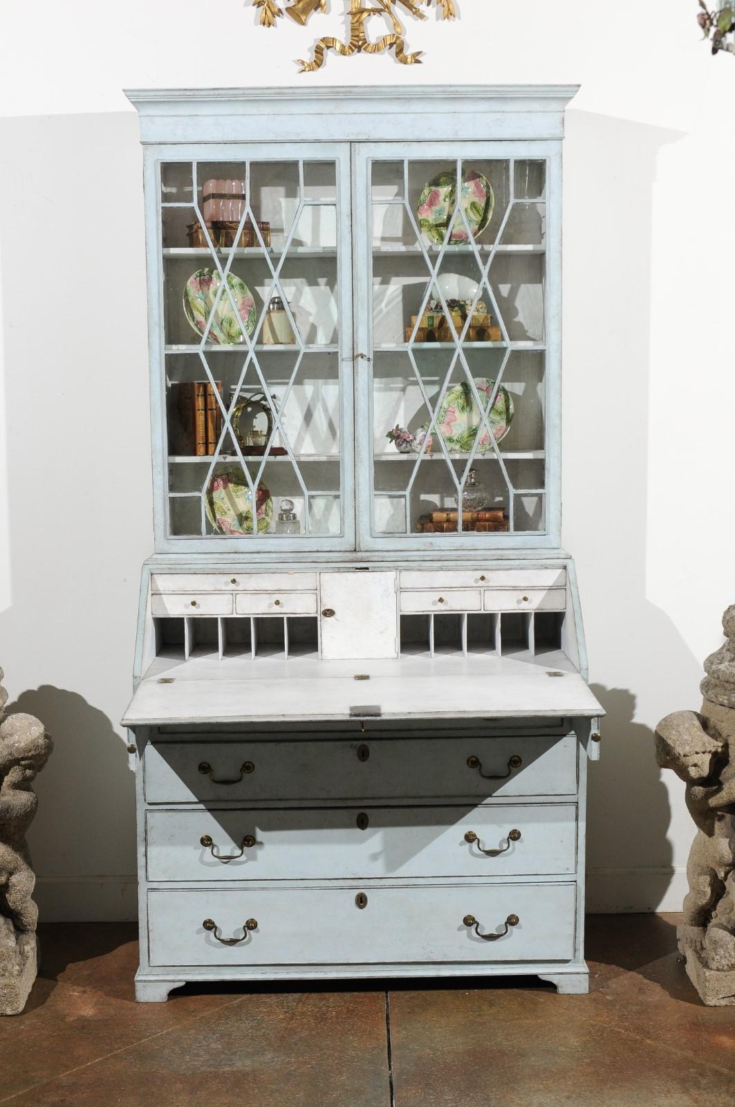 Swedish Gustavian Period Two-Part Painted Secretary with Glass Doors, circa 1790 5