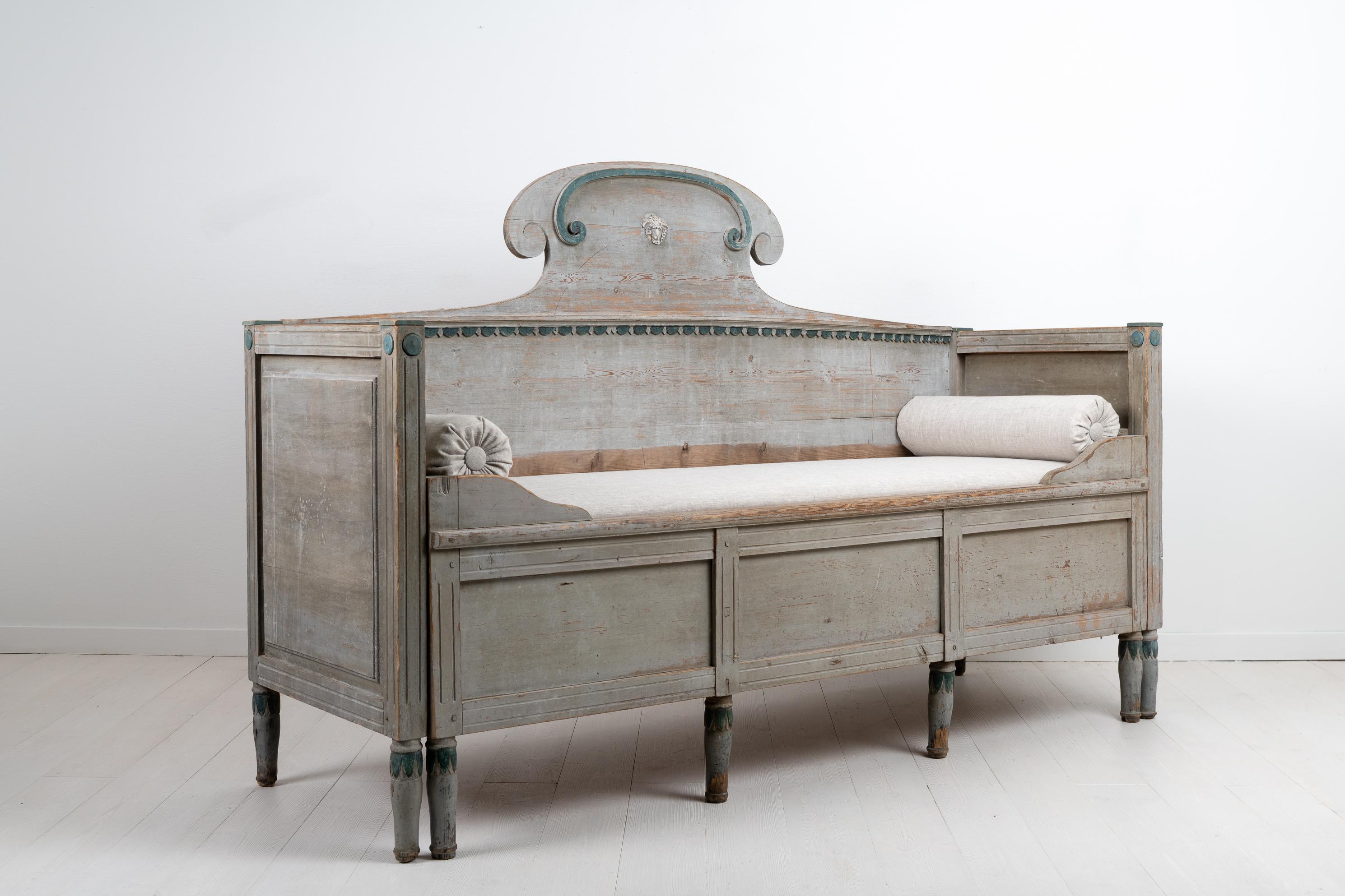 Hand-Crafted Swedish Gustavian Provincial Grey Sofa
