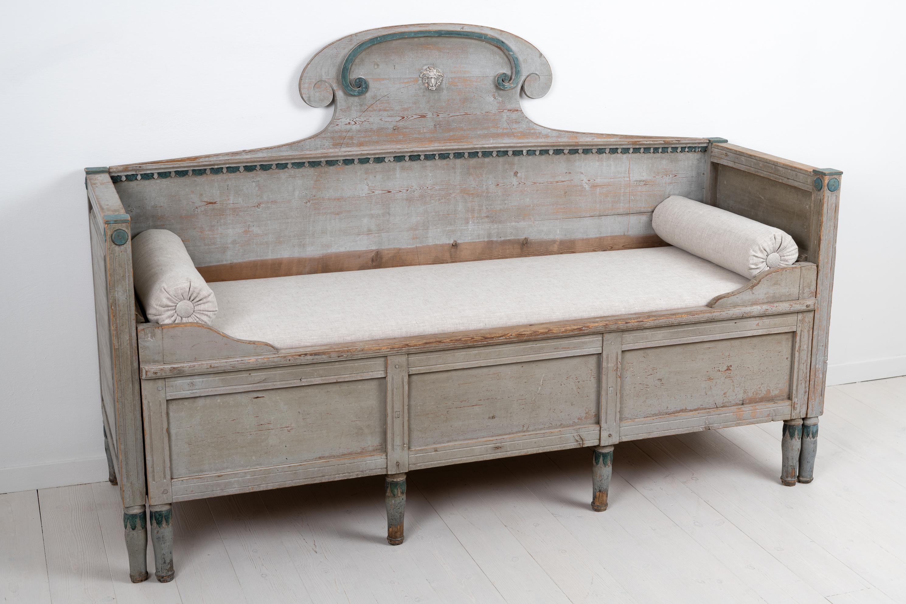 19th Century Swedish Gustavian Provincial Grey Sofa