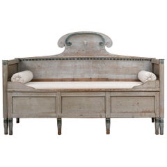 Antique Swedish Gustavian Provincial Grey Sofa