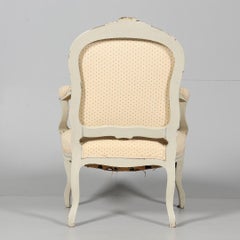 Paire de fauteuils suédois Gustavian Rococo couleur blanche détails dorés début 1900
