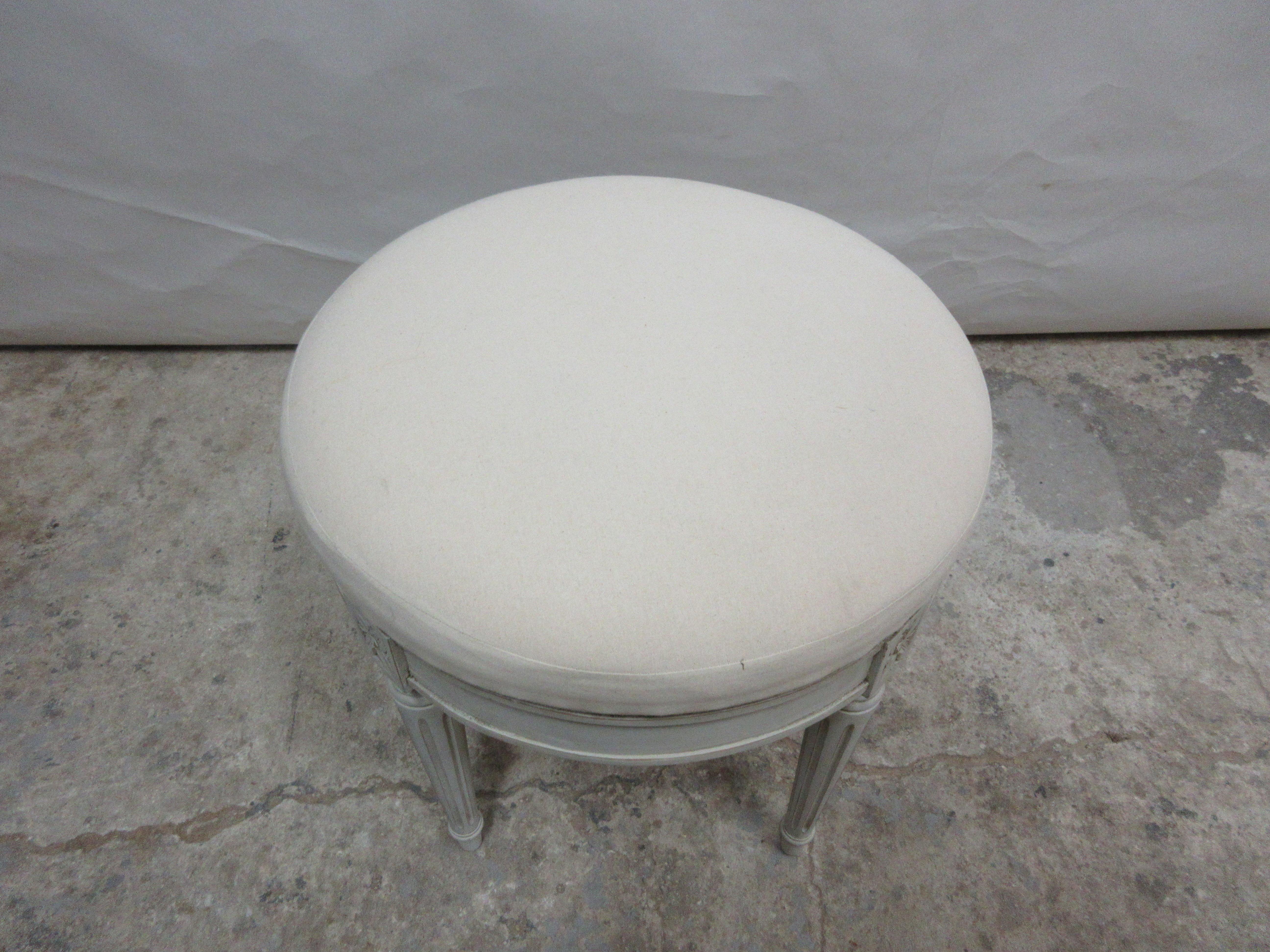This is a Swedish Gustavian round stool, it has been restored and painted with milk paints 