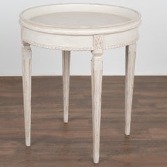 Swedish Gustavian Round White Painted Side Table, circa 1910