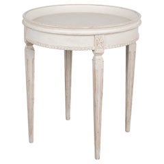Swedish Gustavian Round White Painted Side Table, circa 1910