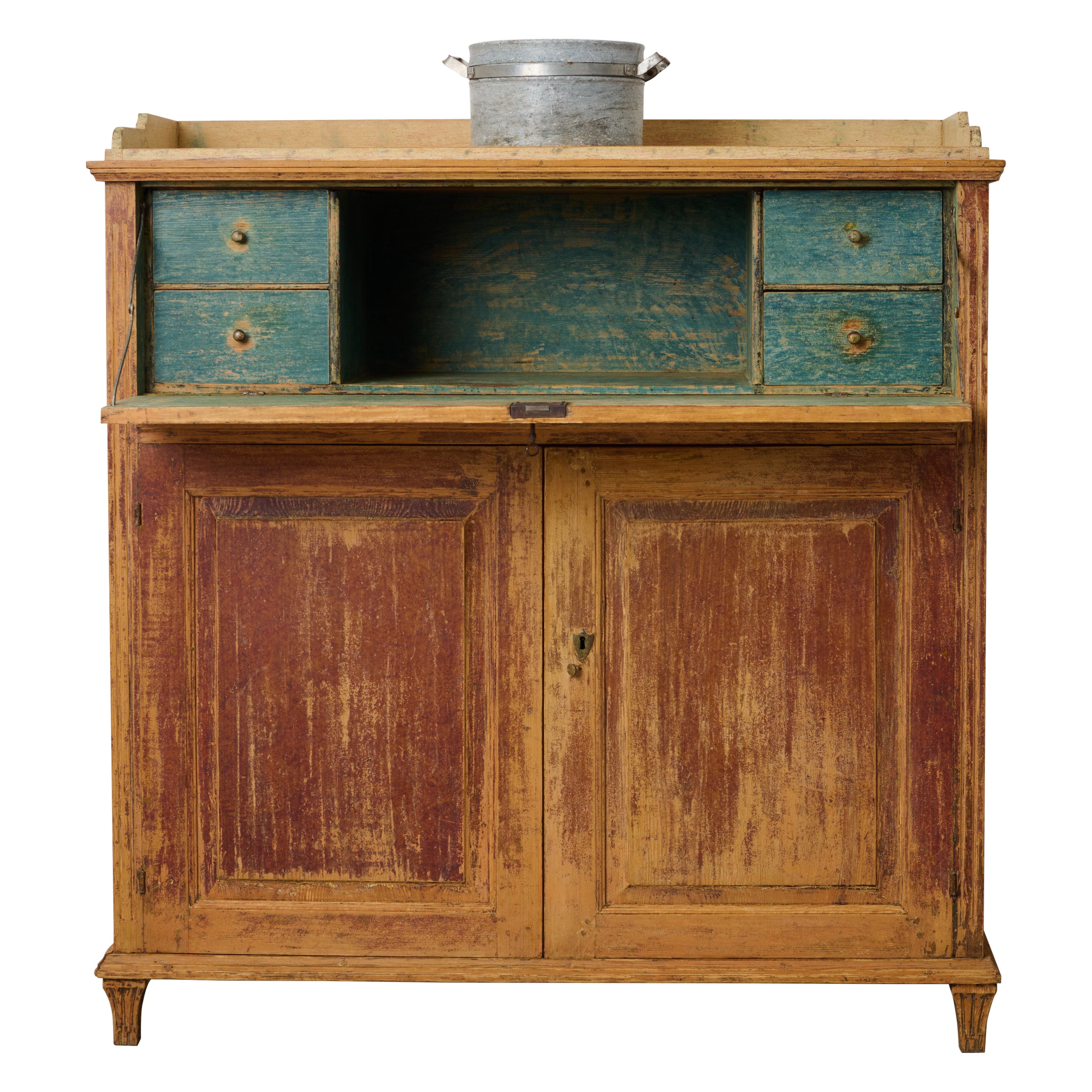 Swedish Gustavian Secretary Desk, Solid Pine, Antique, Circa 1850