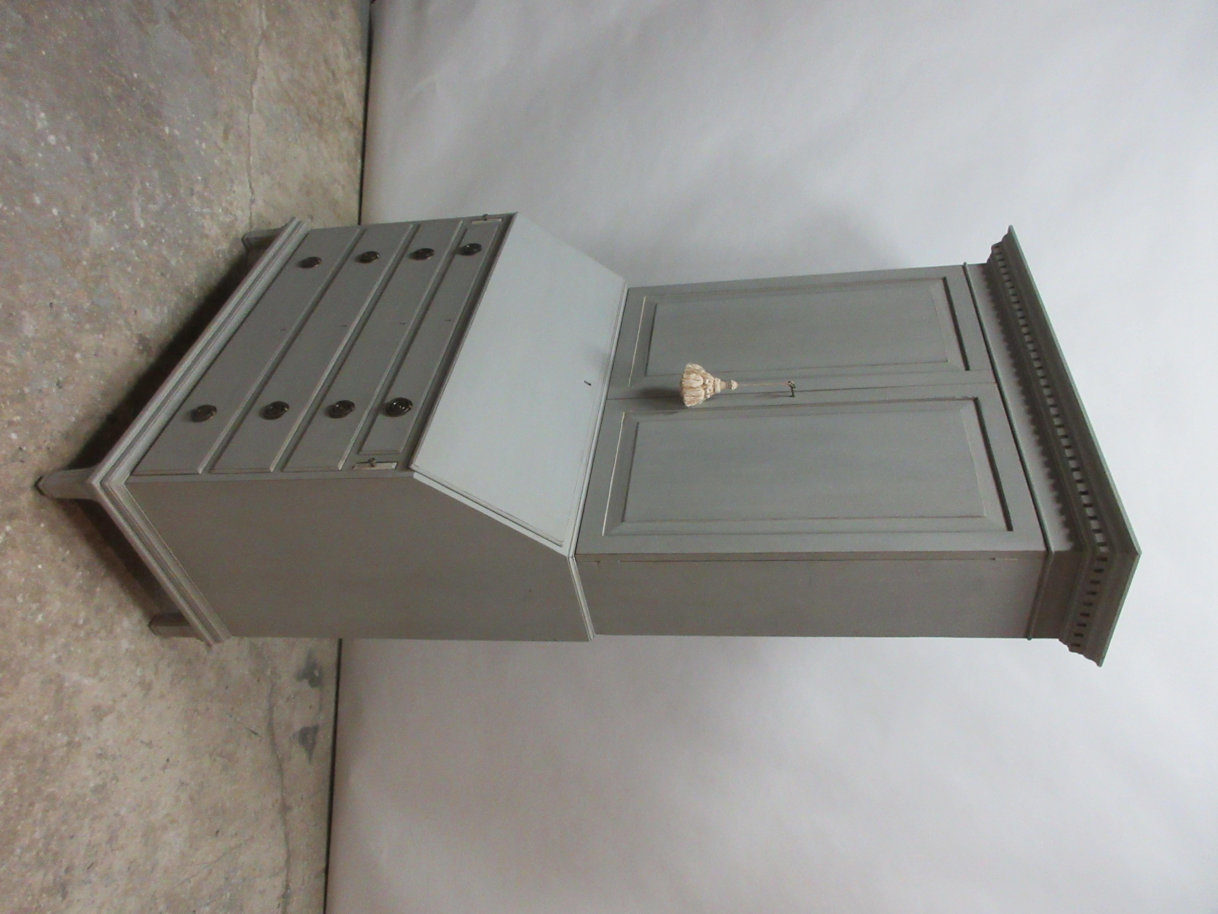 Hand-Painted Swedish Gustavian Secretary Hutch