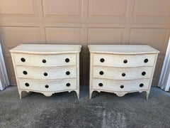 Swedish Gustavian Serpentine Painted Chests of Drawers, Pair