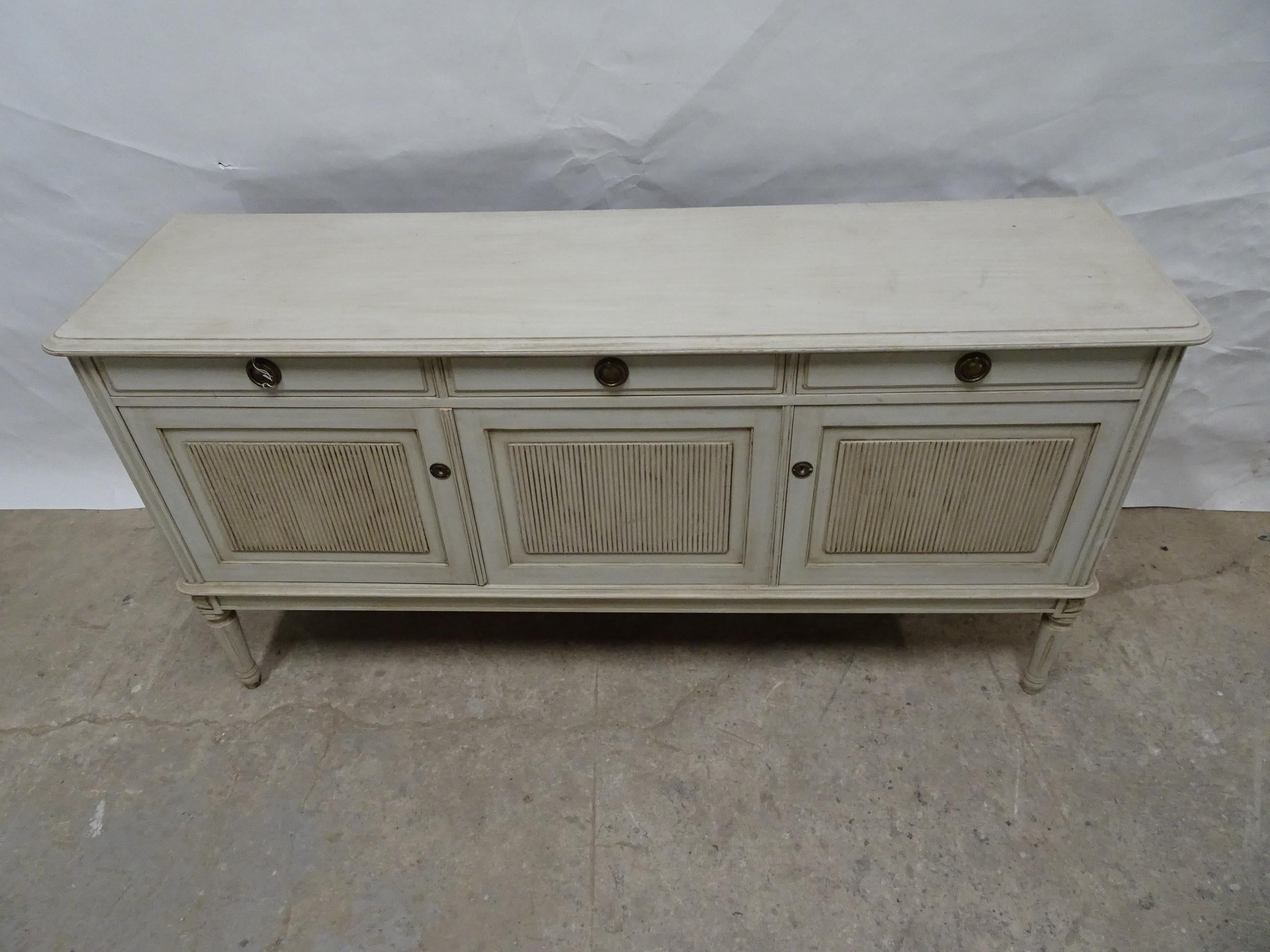 This is a Swedish Gustavian side board. It’s been restored and repainted with milk paints 