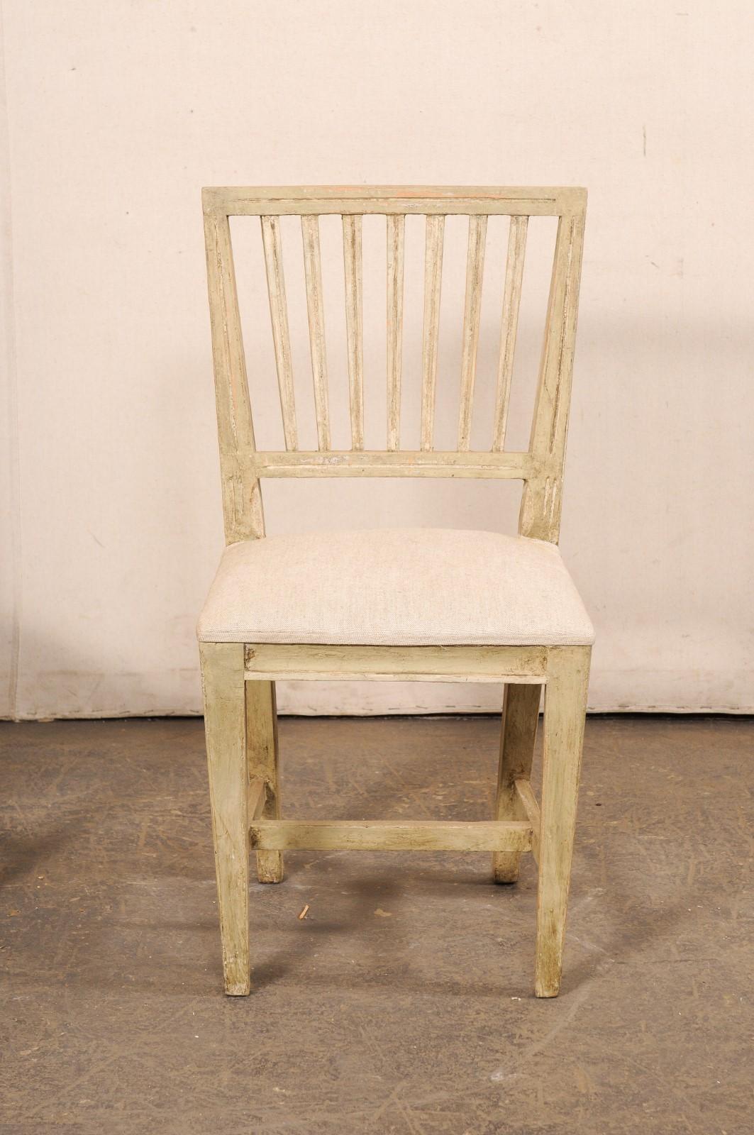 Gustavien Chaises d'appoint suédoises de style gustavien avec &New Linen Seats, 19th C. en vente