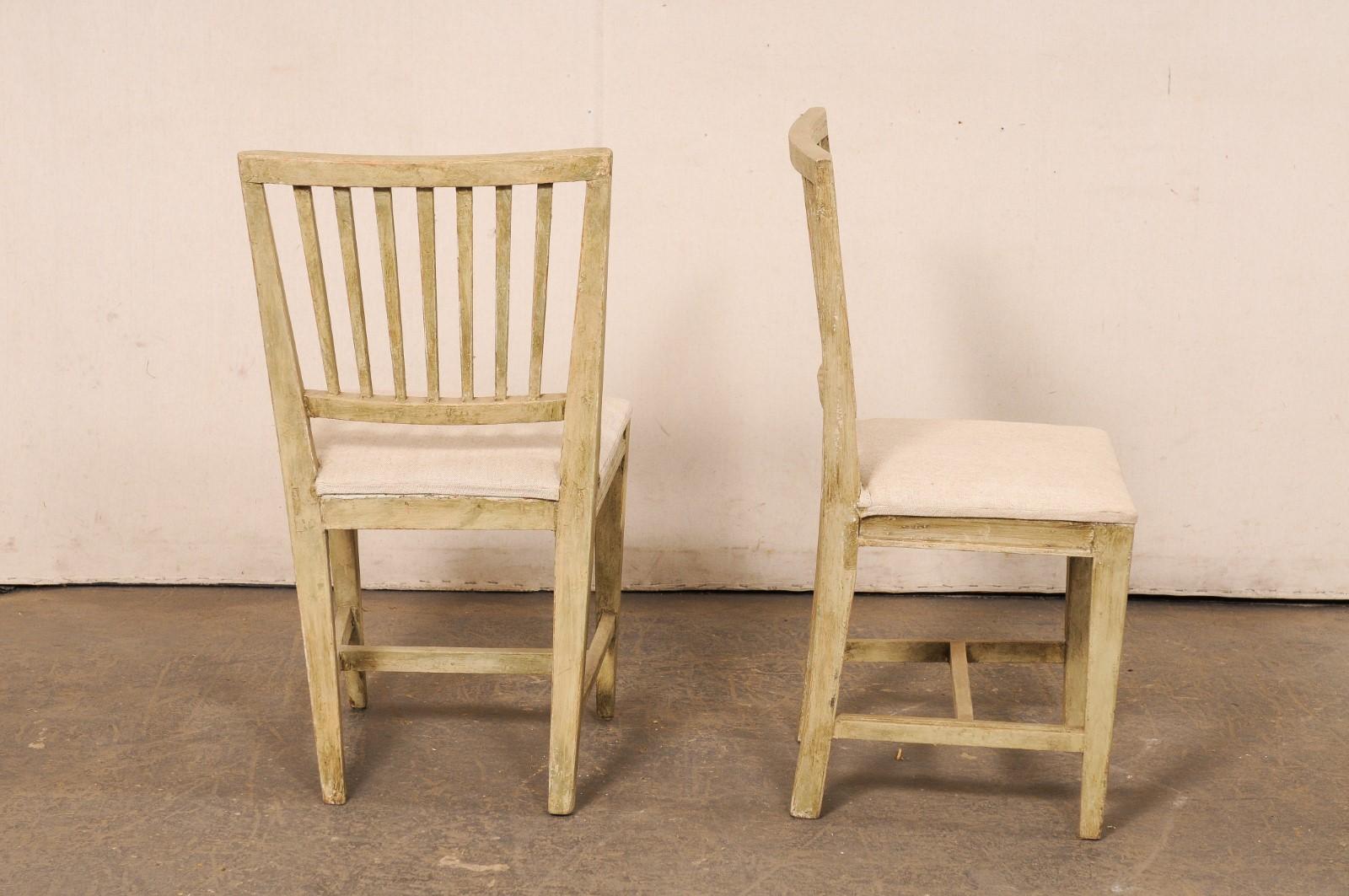 Bois Chaises d'appoint suédoises de style gustavien avec &New Linen Seats, 19th C. en vente