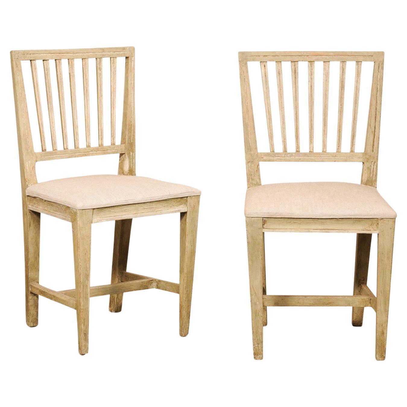 Chaises d'appoint suédoises de style gustavien avec &New Linen Seats, 19th C. en vente