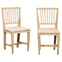 Swedish Gustavian Side Chairs w/New Linen Seats, 19th C.